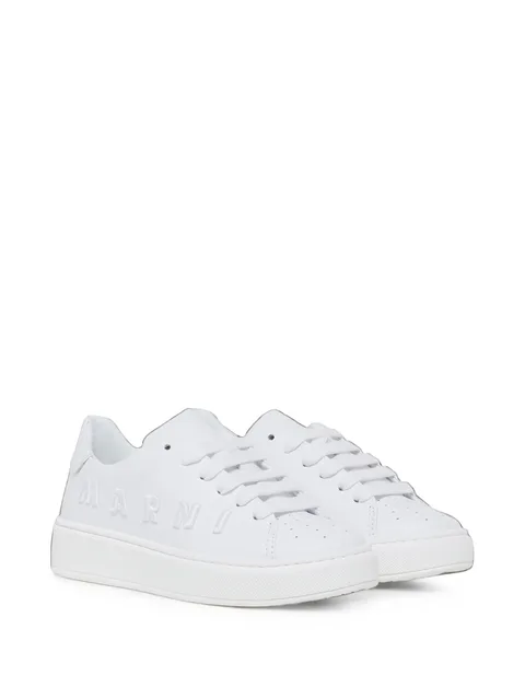 logo-embroidered leather sneakers
