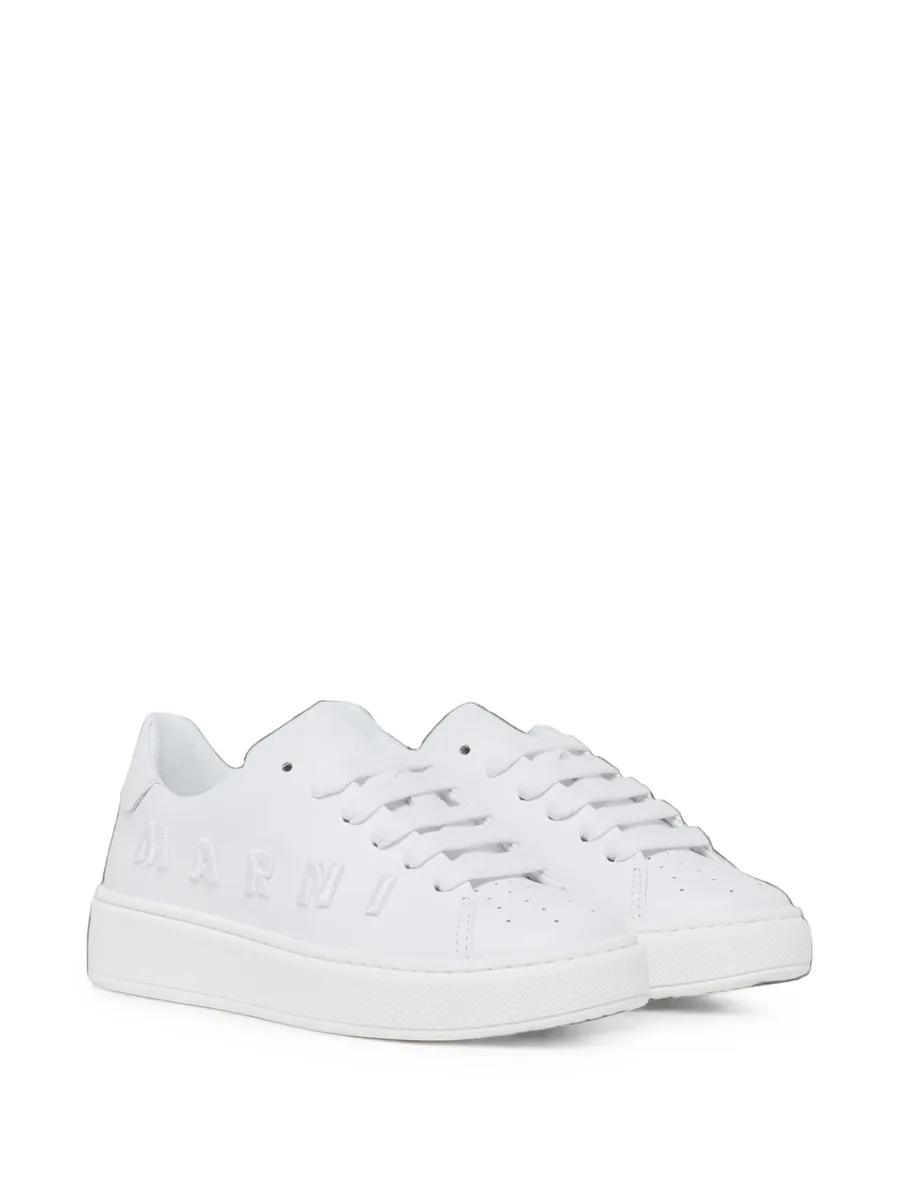 logo-embroidered leather sneakers 1