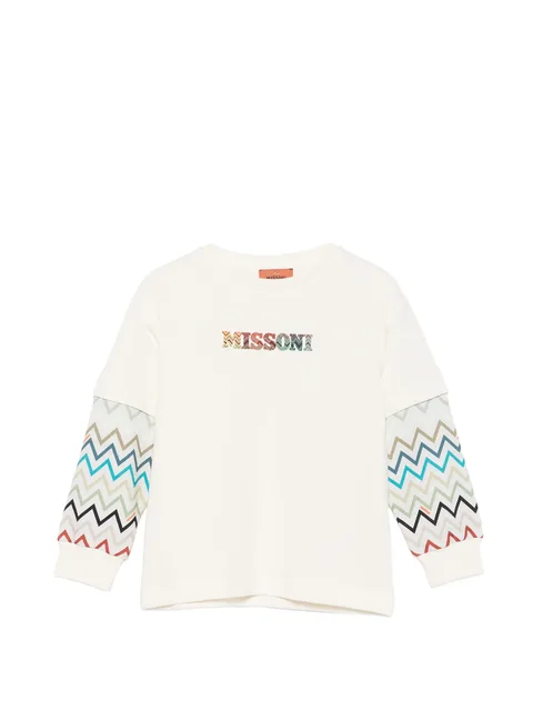 zigzag-print logo-patch sweatshirt