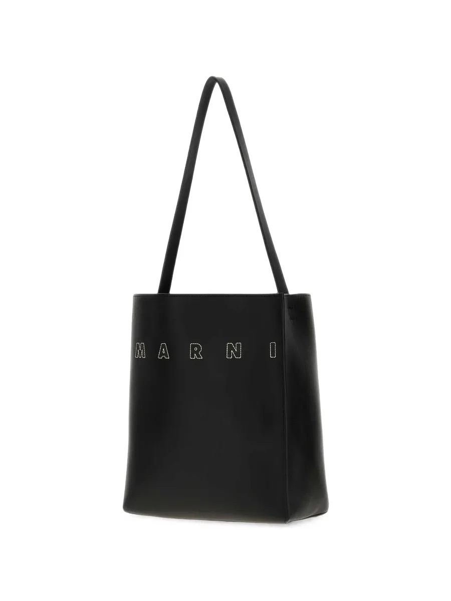 embroidered-logo leather tote bag 3