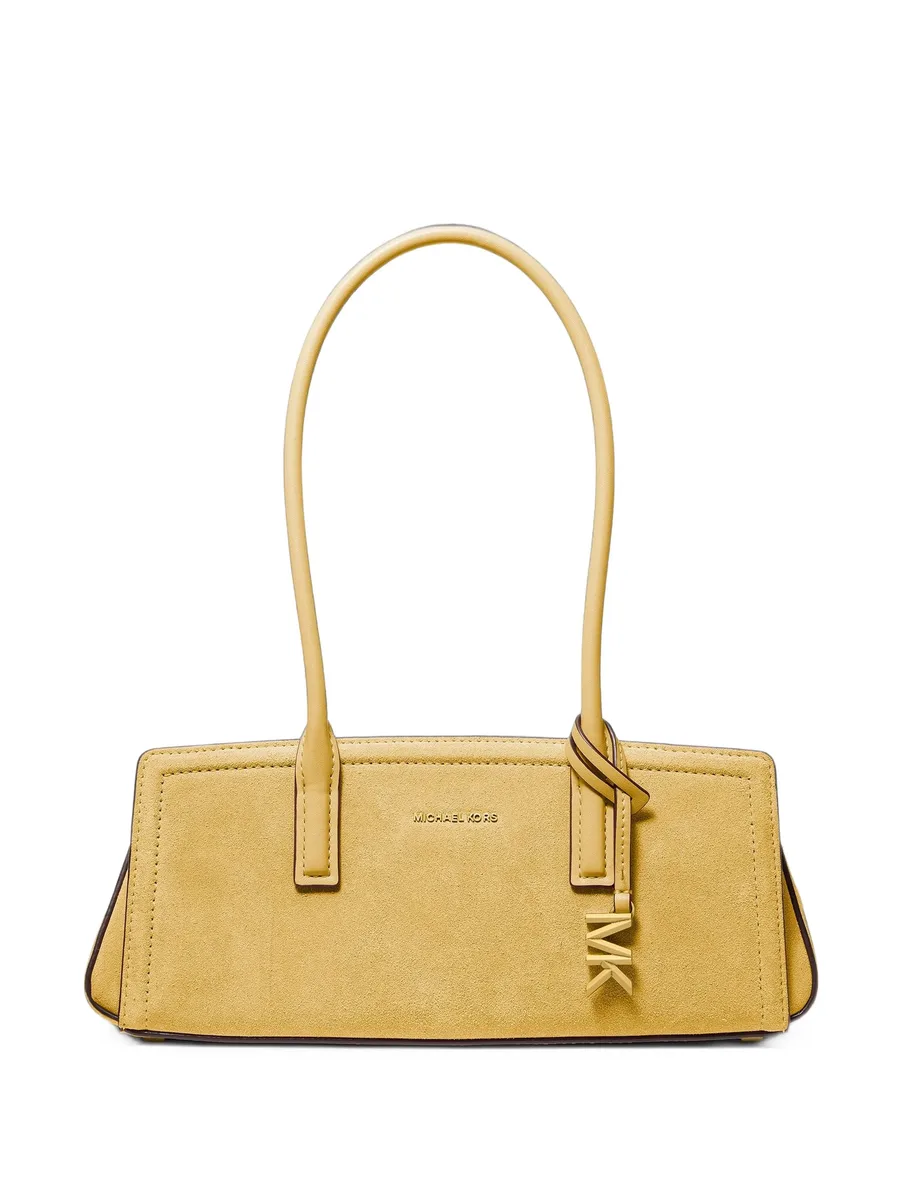 logo-plaque suede tote bag 1