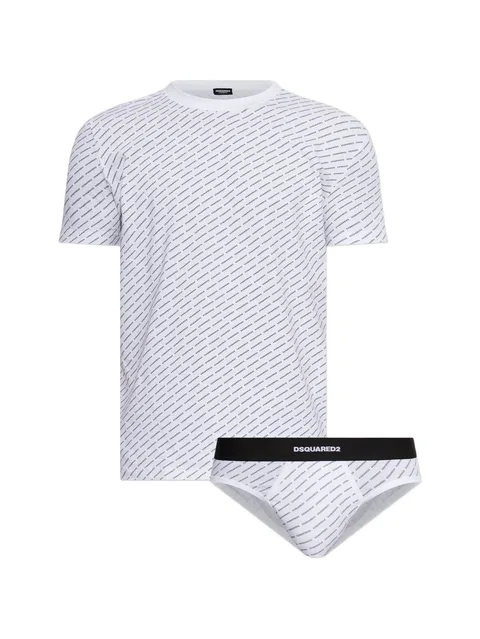 logo-print briefs and undershirt set