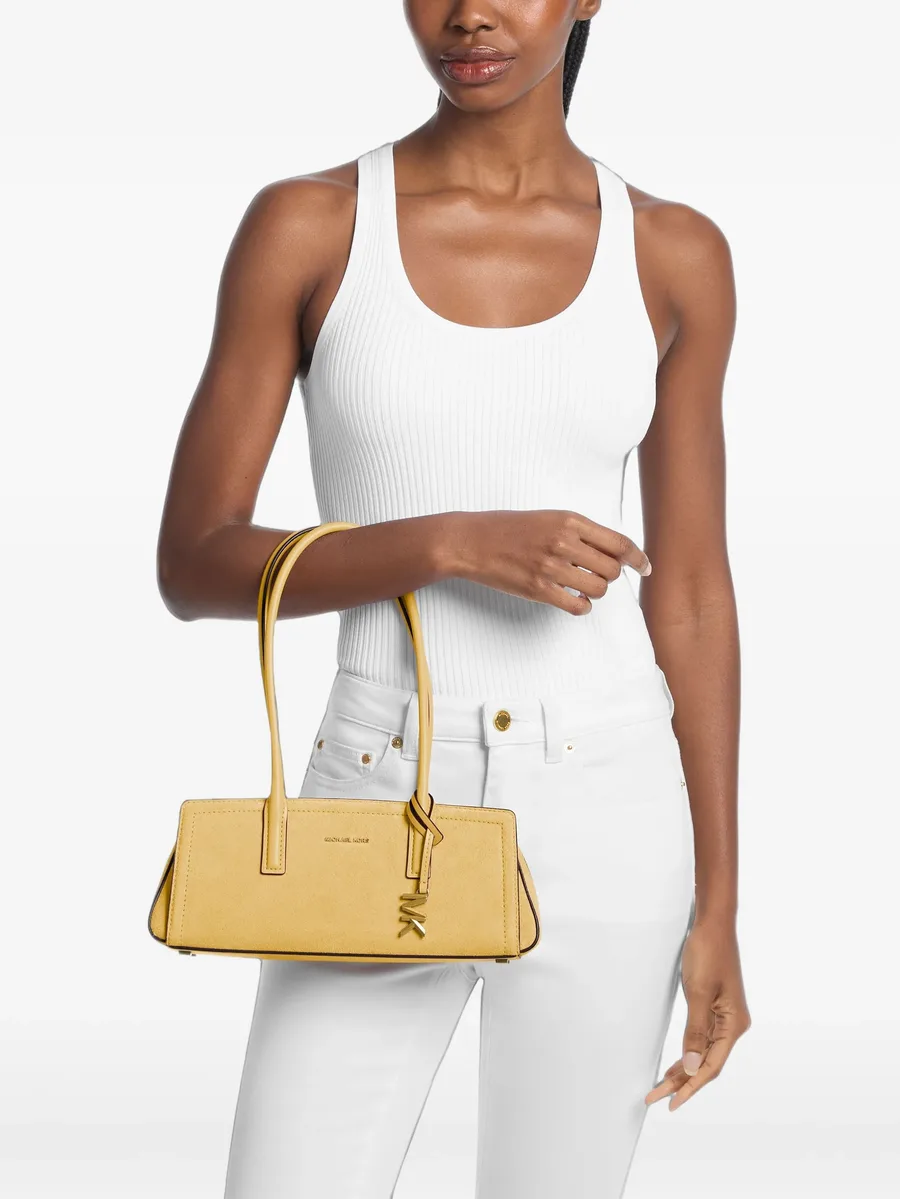 logo-plaque suede tote bag 2
