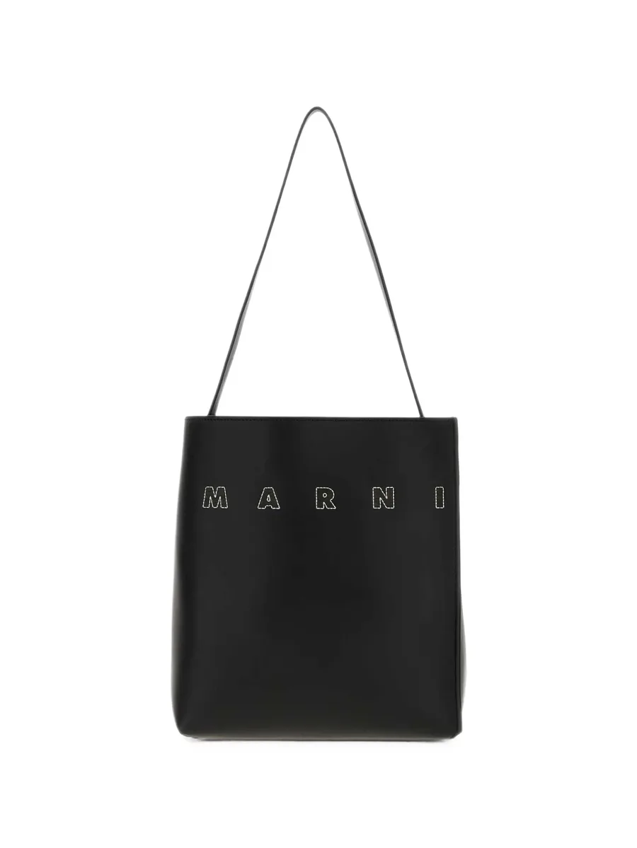 embroidered-logo leather tote bag 1