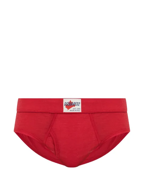 Ski Pass logo-patch wool briefs