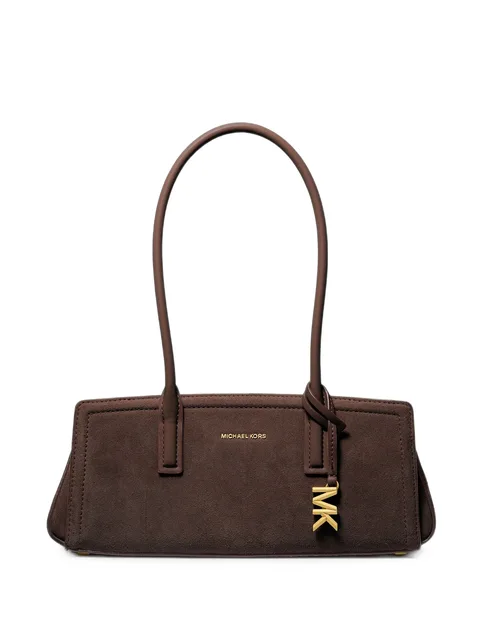 logo-plaque suede tote bag