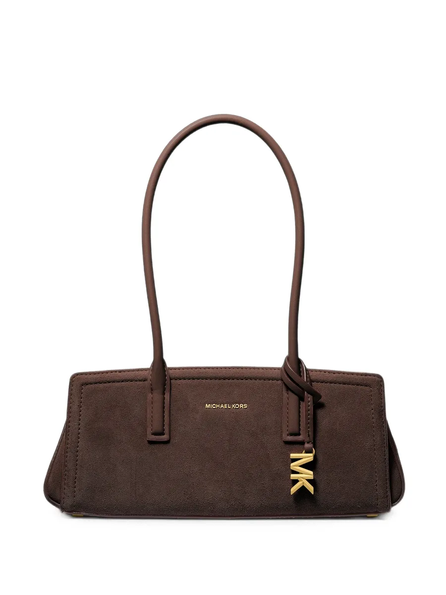 logo-plaque suede tote bag 1