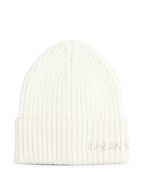 monogram-embroidered ribbed beanie hat