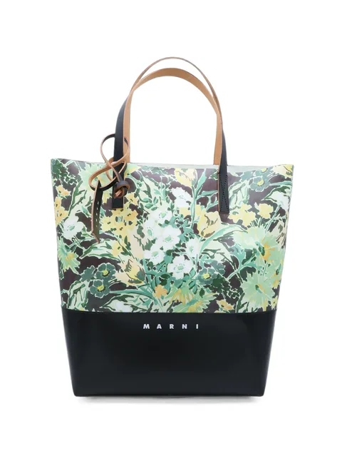 floral-print logo-print tote bag