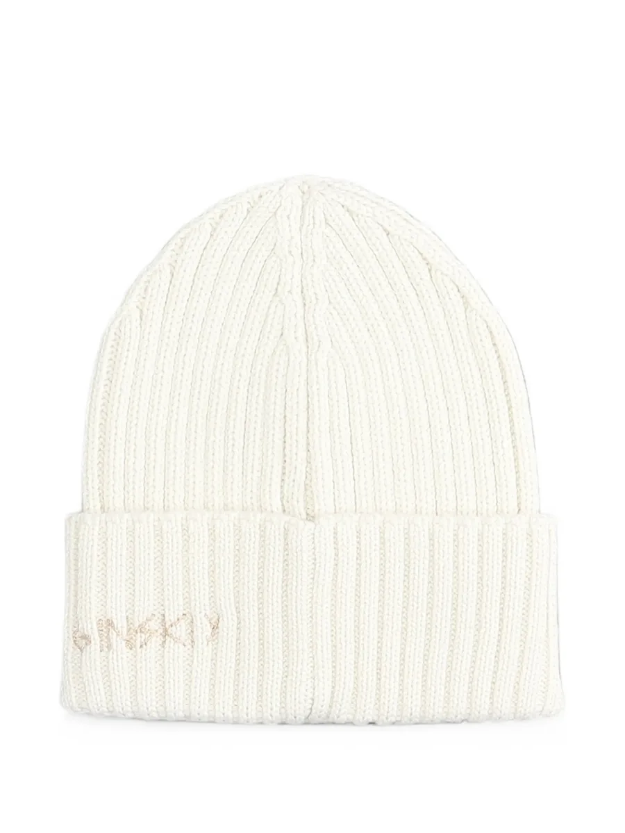 monogram-embroidered ribbed beanie hat 2