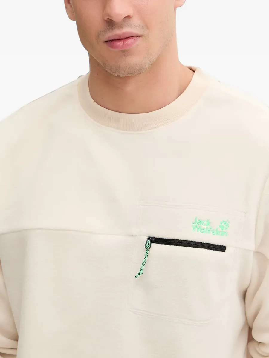 fleece-texture zip-pocket sweatshirt 4