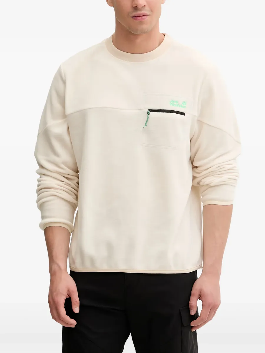 fleece-texture zip-pocket sweatshirt 1