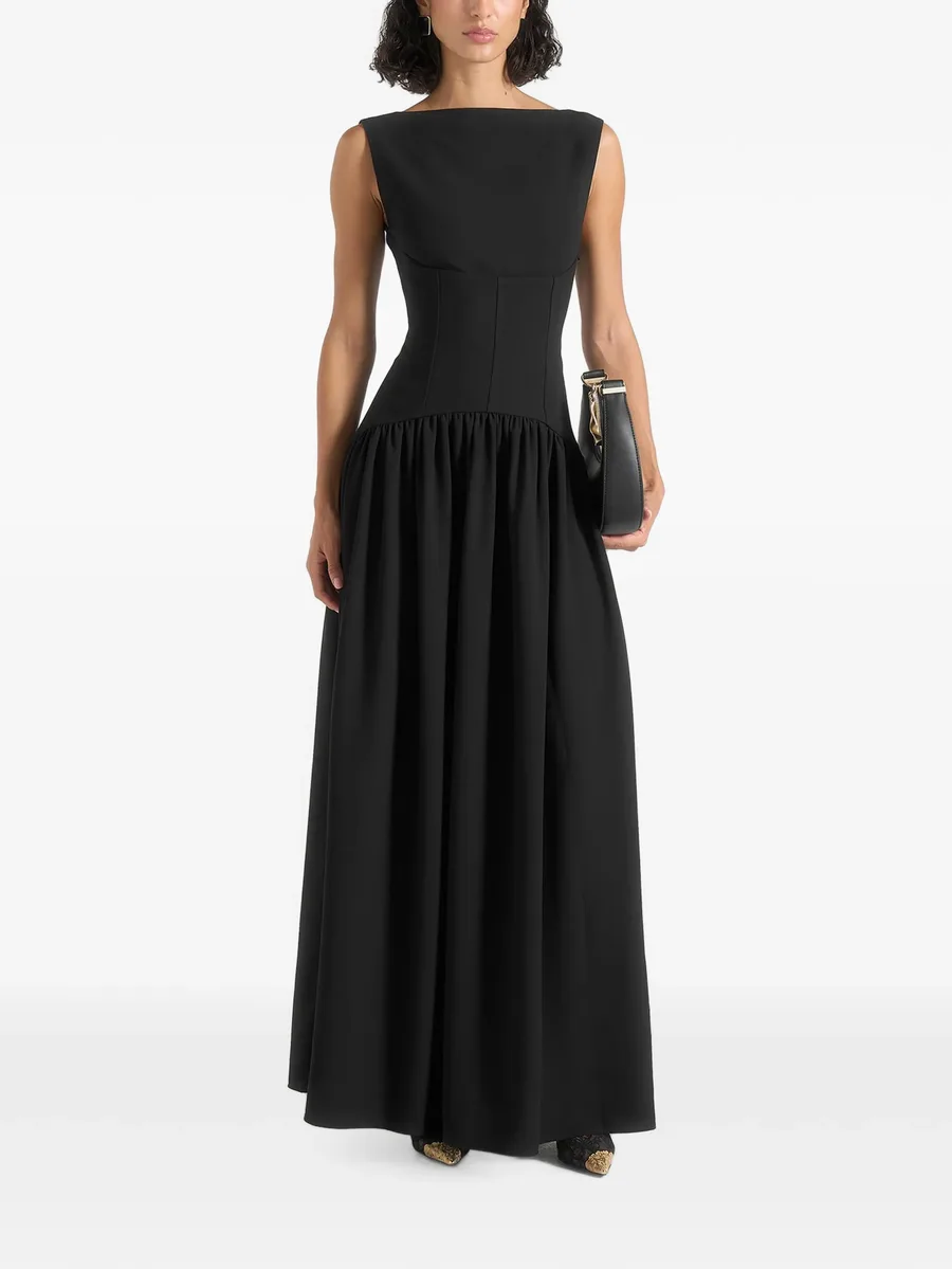Zadie in black boat-neck corset maxi dress 2