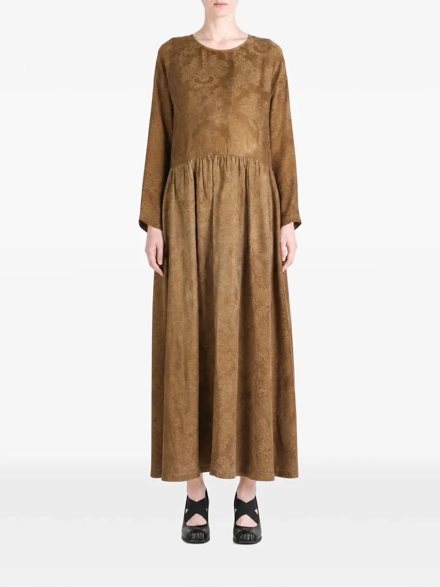 damask-pattern gathered maxi dress 2