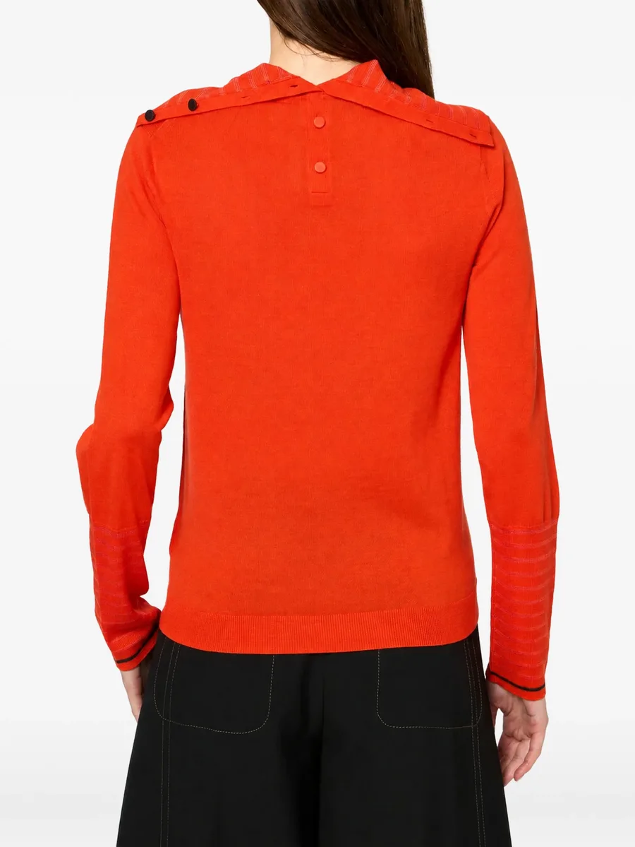 button-detail striped-trim sweater 2