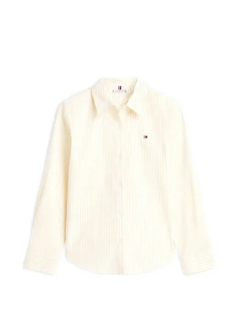 striped logo-embroidered shirt