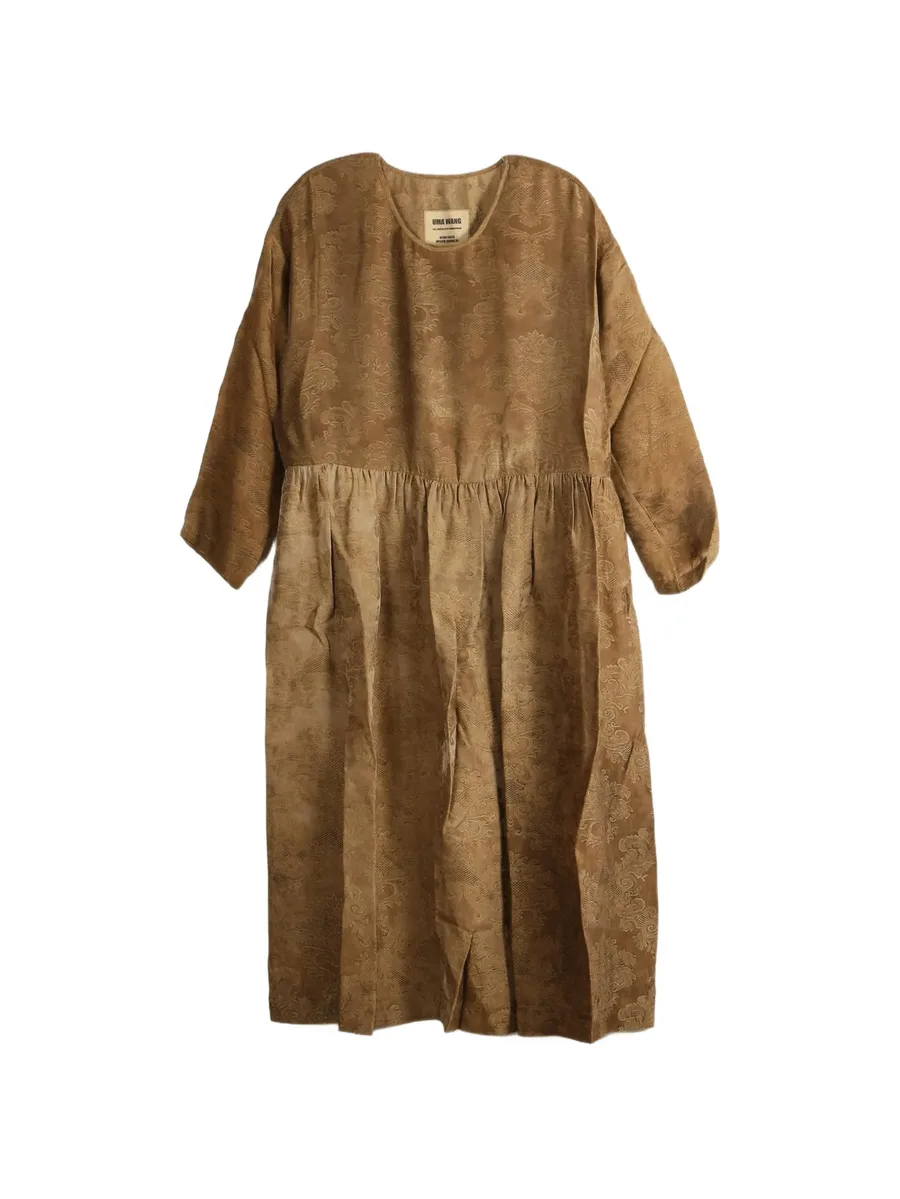 damask-pattern gathered maxi dress 1