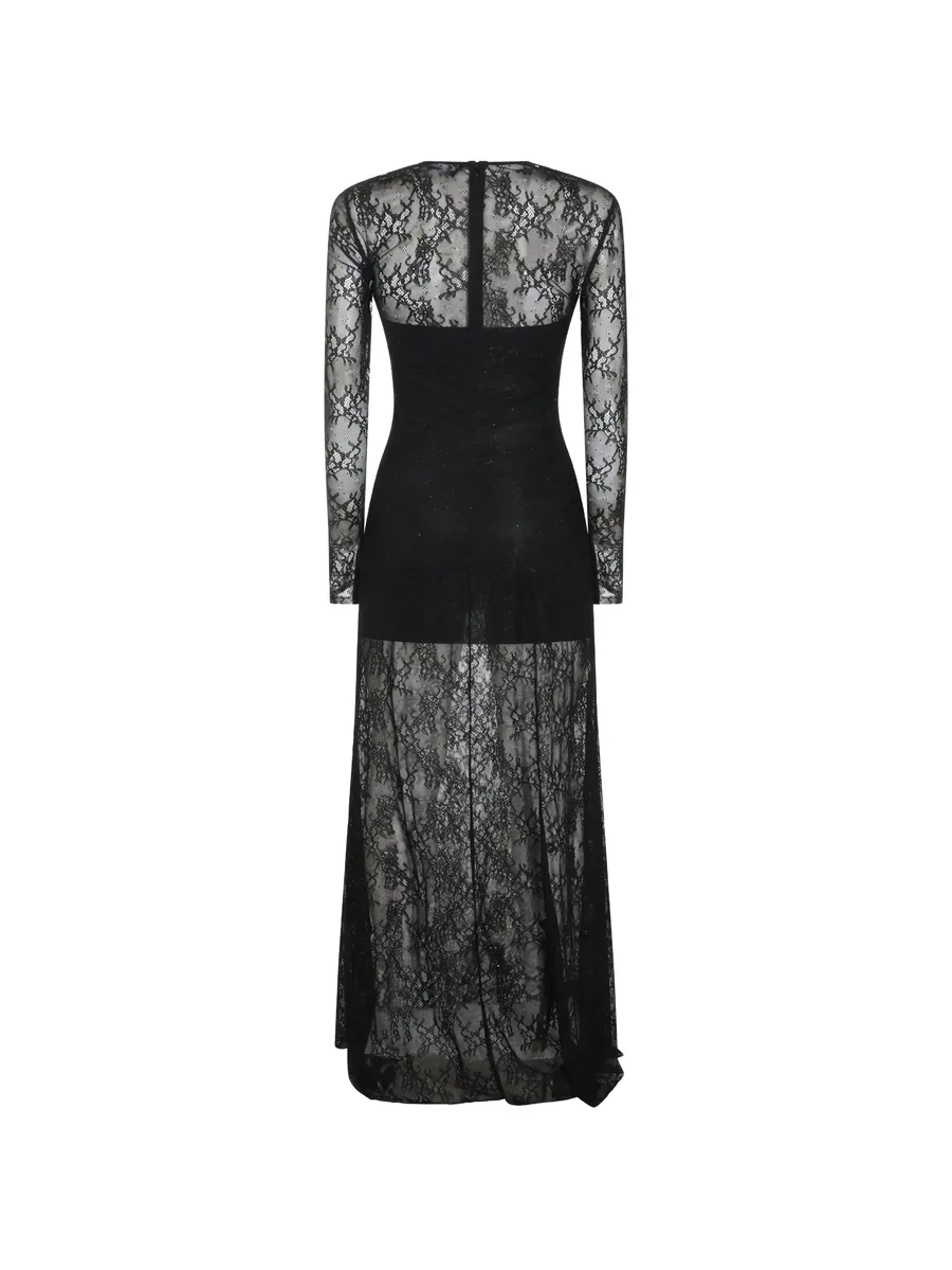 lace-overlay long-sleeve dress 2