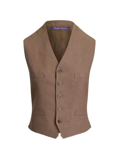 V-neck linen waistcoat