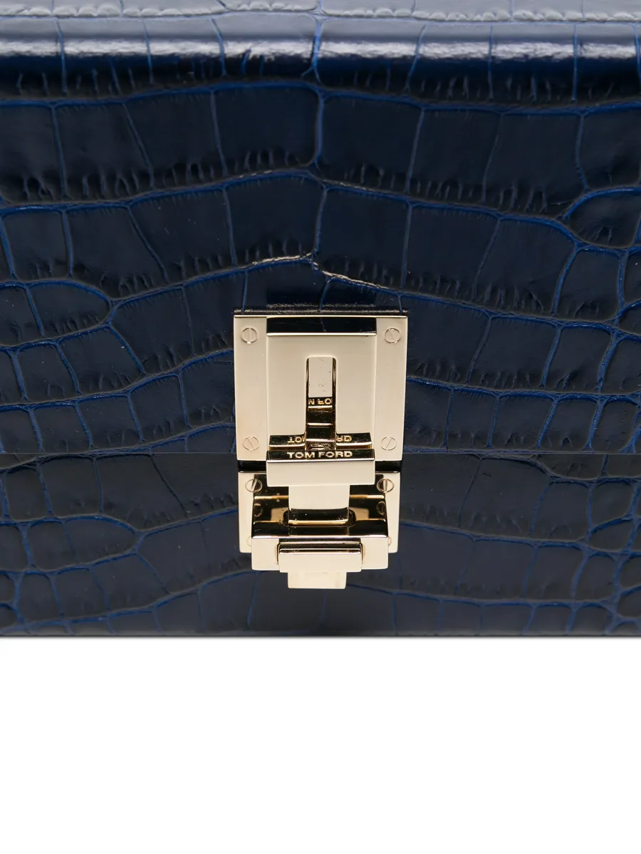 crocodile-effect leather clutch bag 4