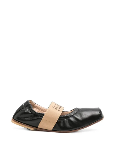logo-print elasticated-strap ballet flats