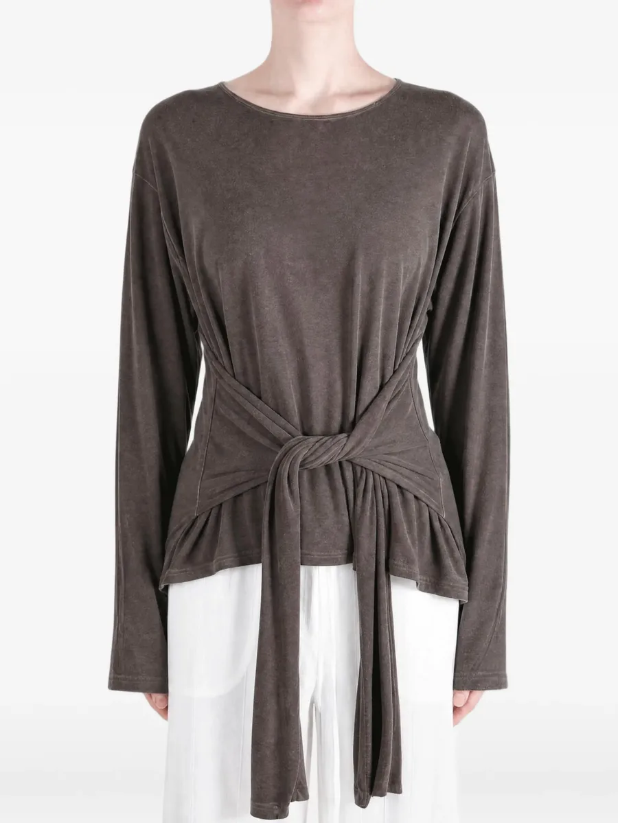 tie-waist long-sleeve T-shirt 2