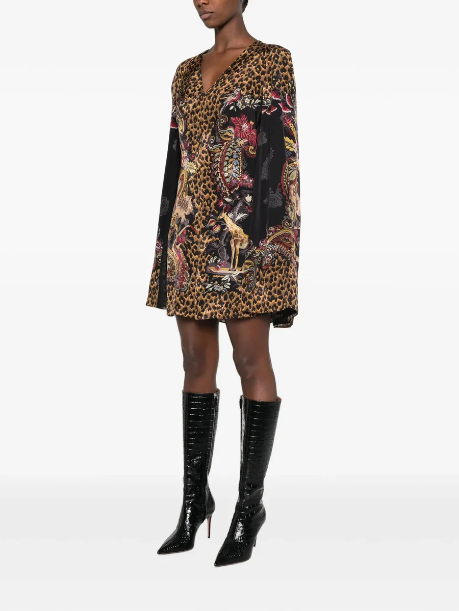 leopard-print cape-sleeve dress 3