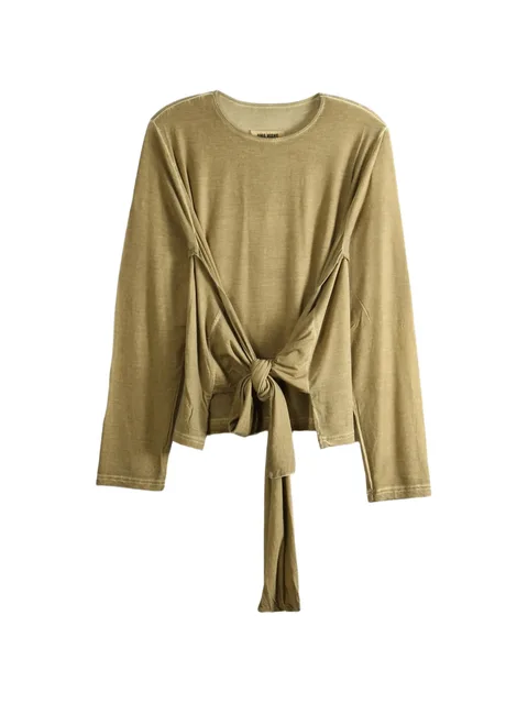 front-tie long-sleeve top