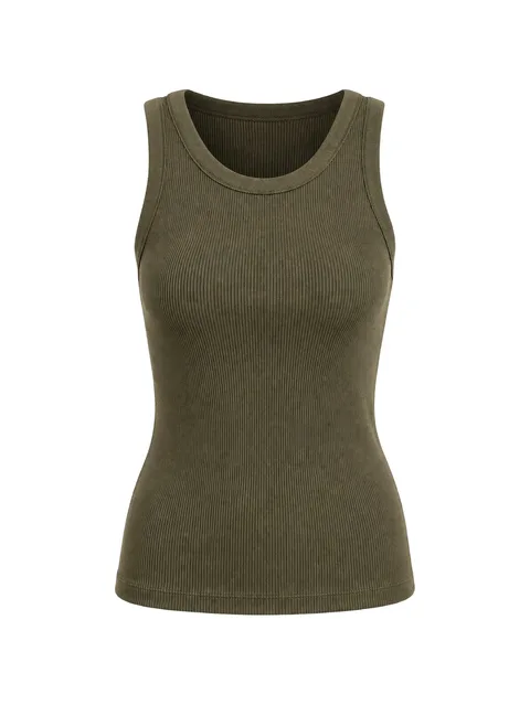 ribbed scoop-neck tank top