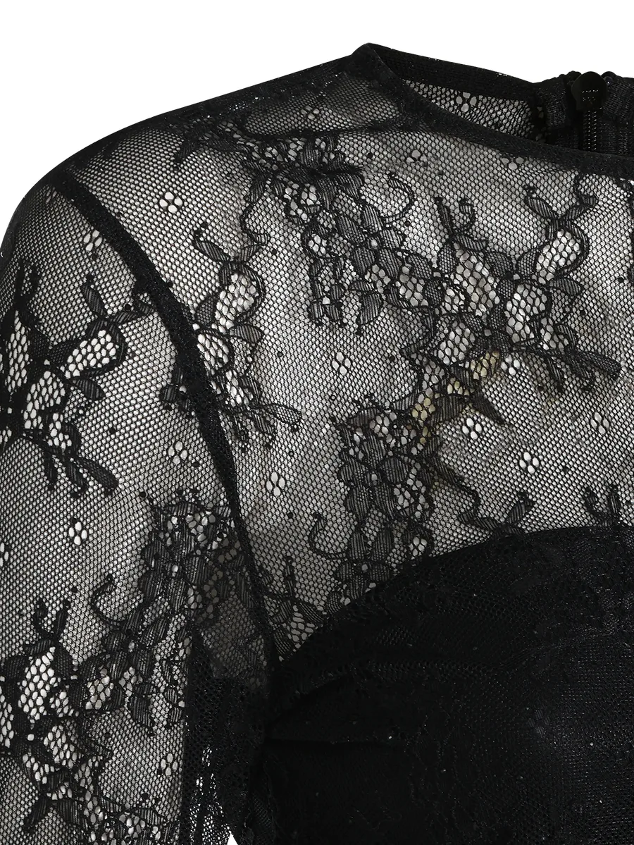 lace-overlay long-sleeve dress 4