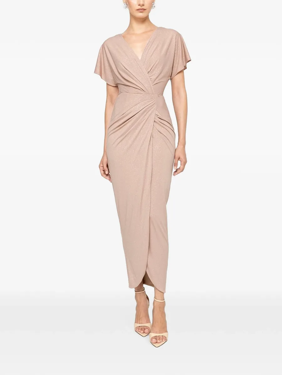 V-neck draped midi dress 2