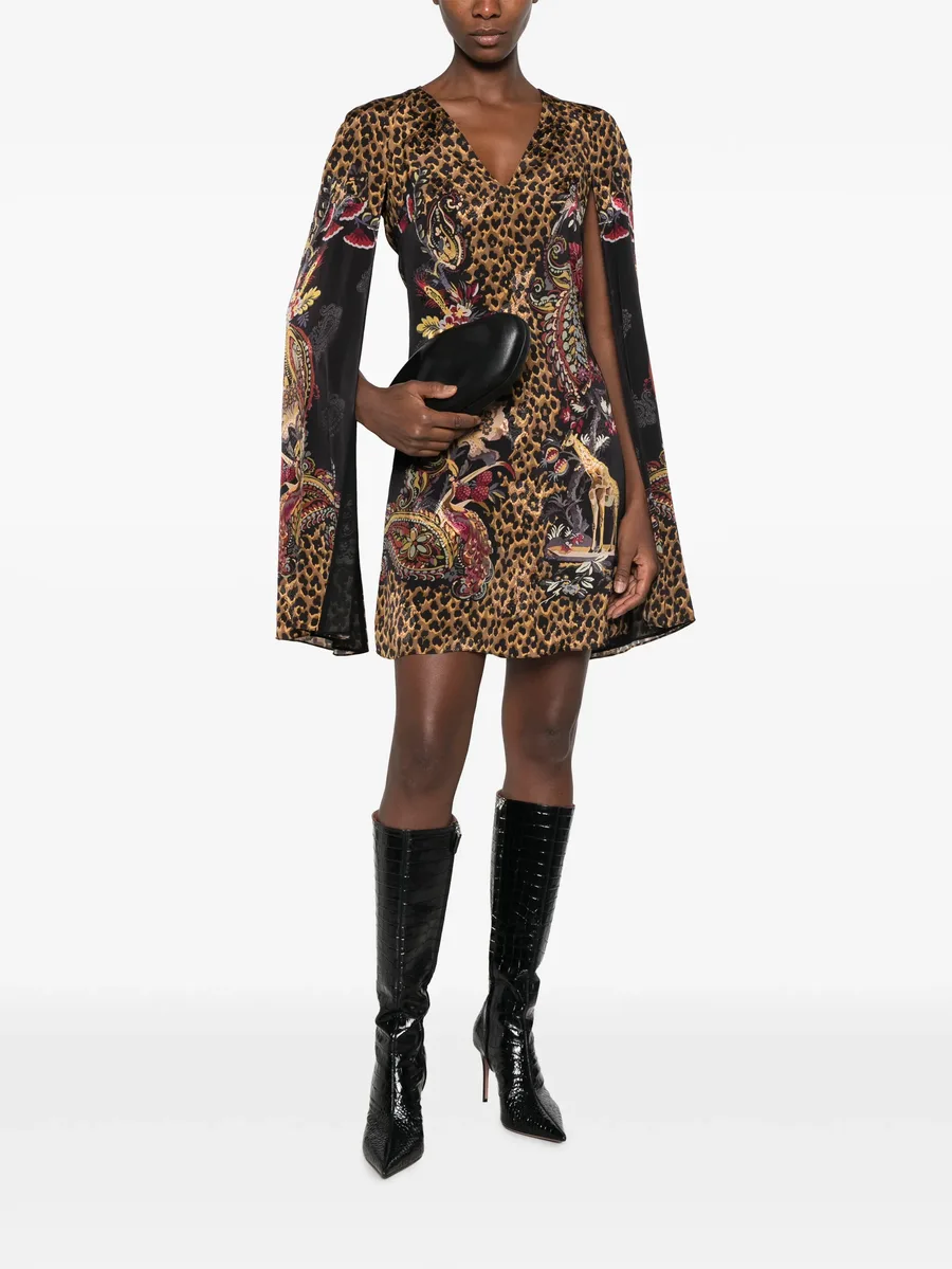 leopard-print cape-sleeve dress 2