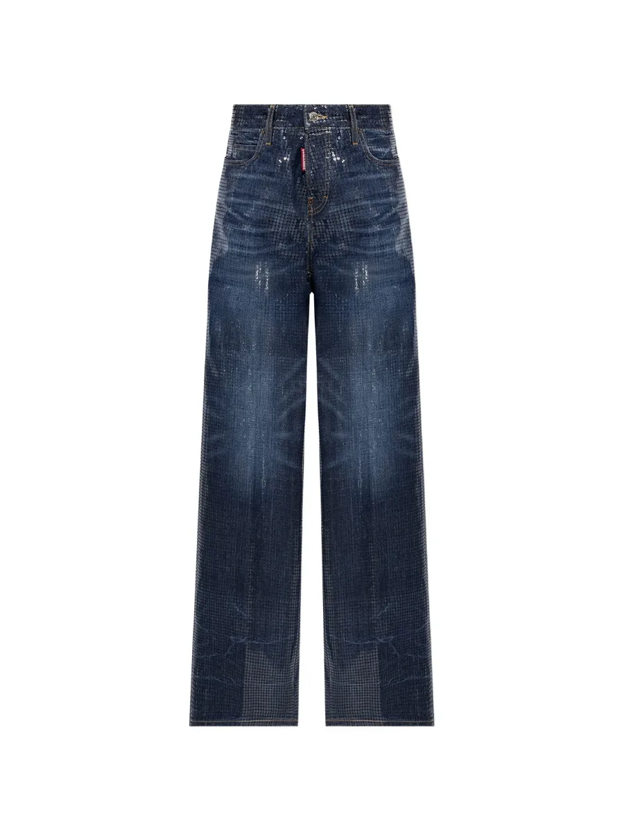 sequin-embellished baggy jeans 1