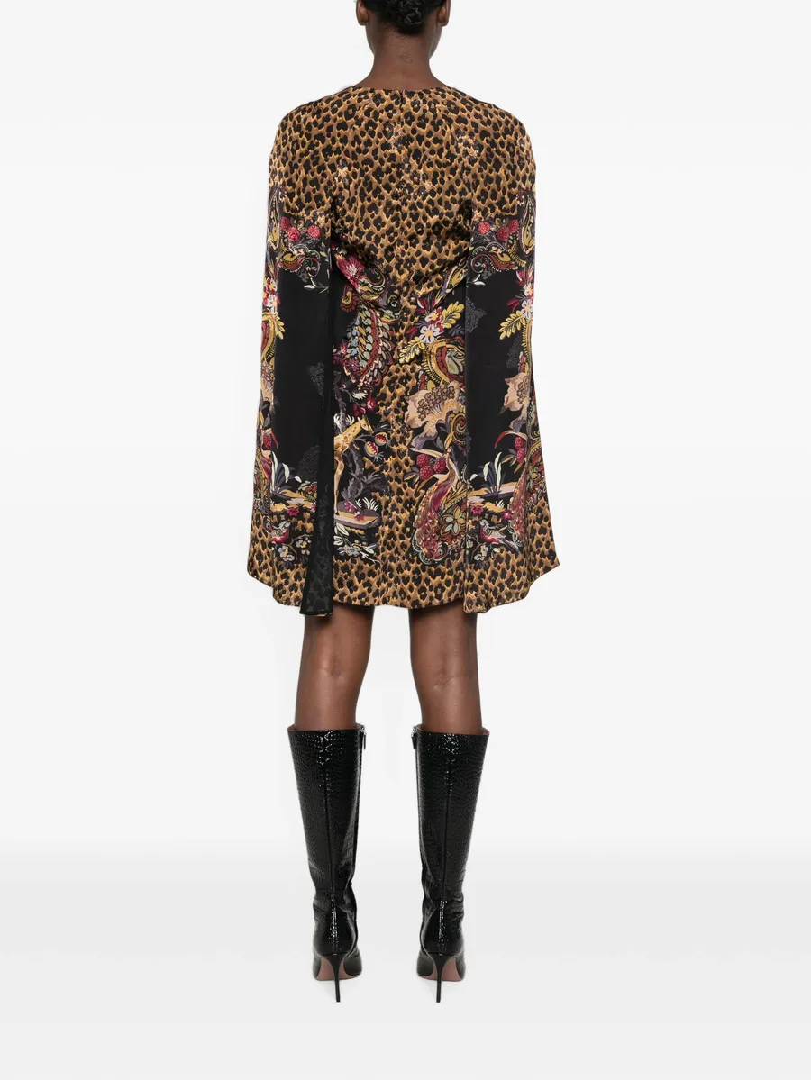 leopard-print cape-sleeve dress 4