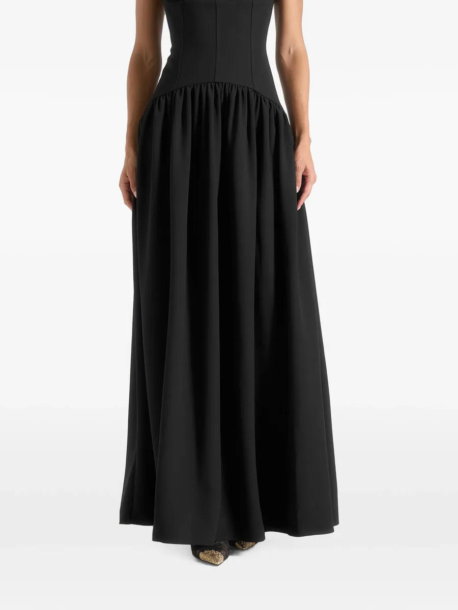 Zadie in black boat-neck corset maxi dress 4