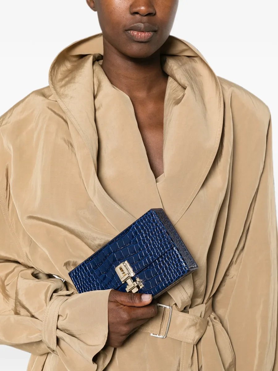 crocodile-effect leather clutch bag 2