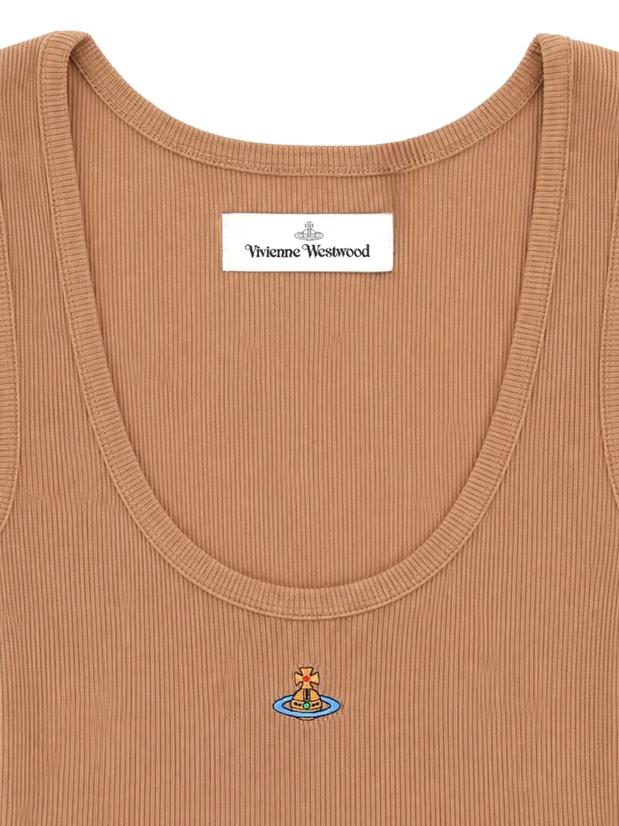 Orb-embroidered ribbed-knit top 2