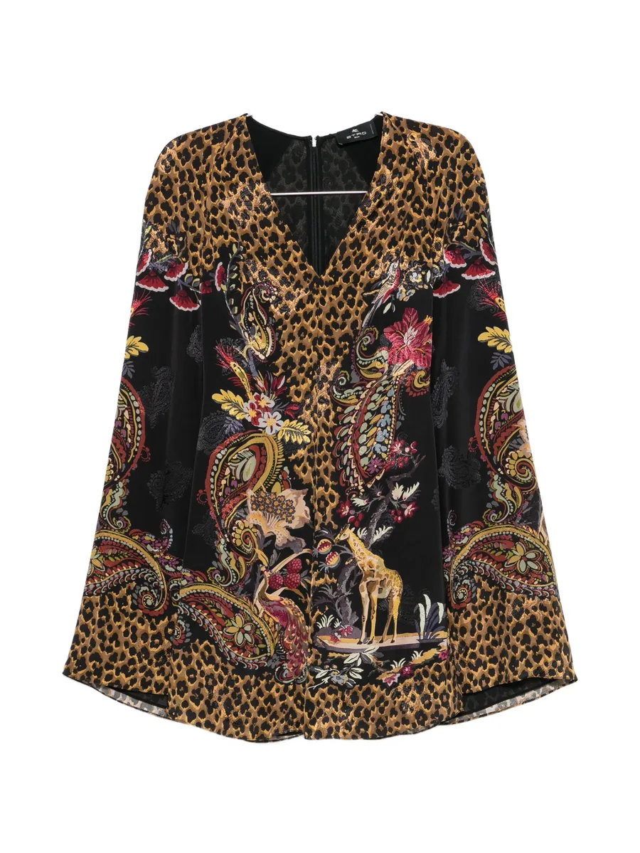 leopard-print cape-sleeve dress 1