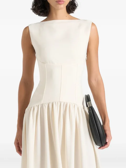 Zadie in cream boat-neck corset maxi dress