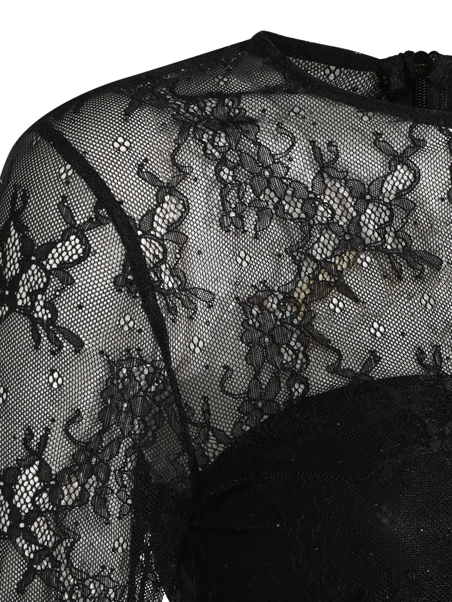 lace-overlay long-sleeve dress 5