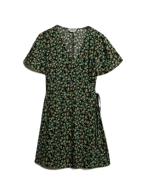 mini floral-print wrap dress