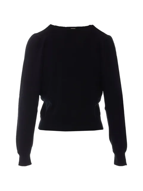 V-neck puff-sleeve sweater