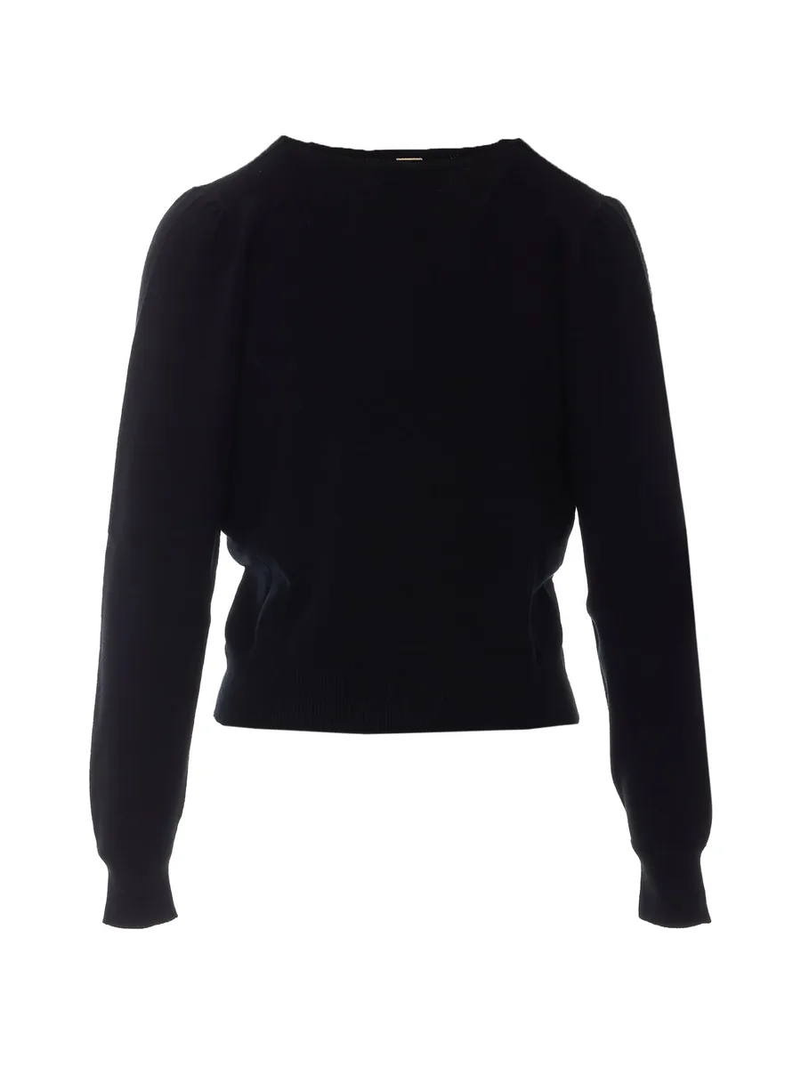 V-neck puff-sleeve sweater 1