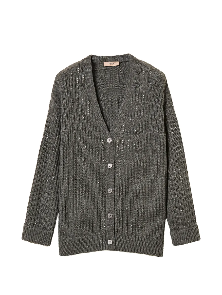 wool blend cardigan with rhinestones 1