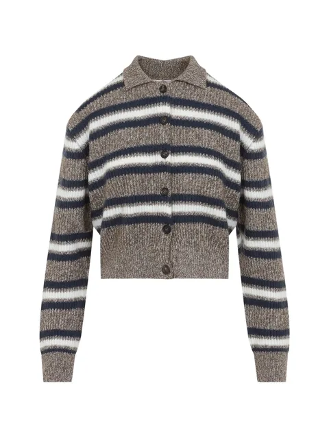 striped button-up cardigan