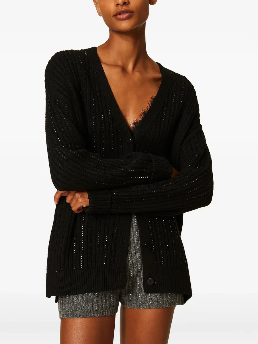 wool blend cardigan with rhinestones 2