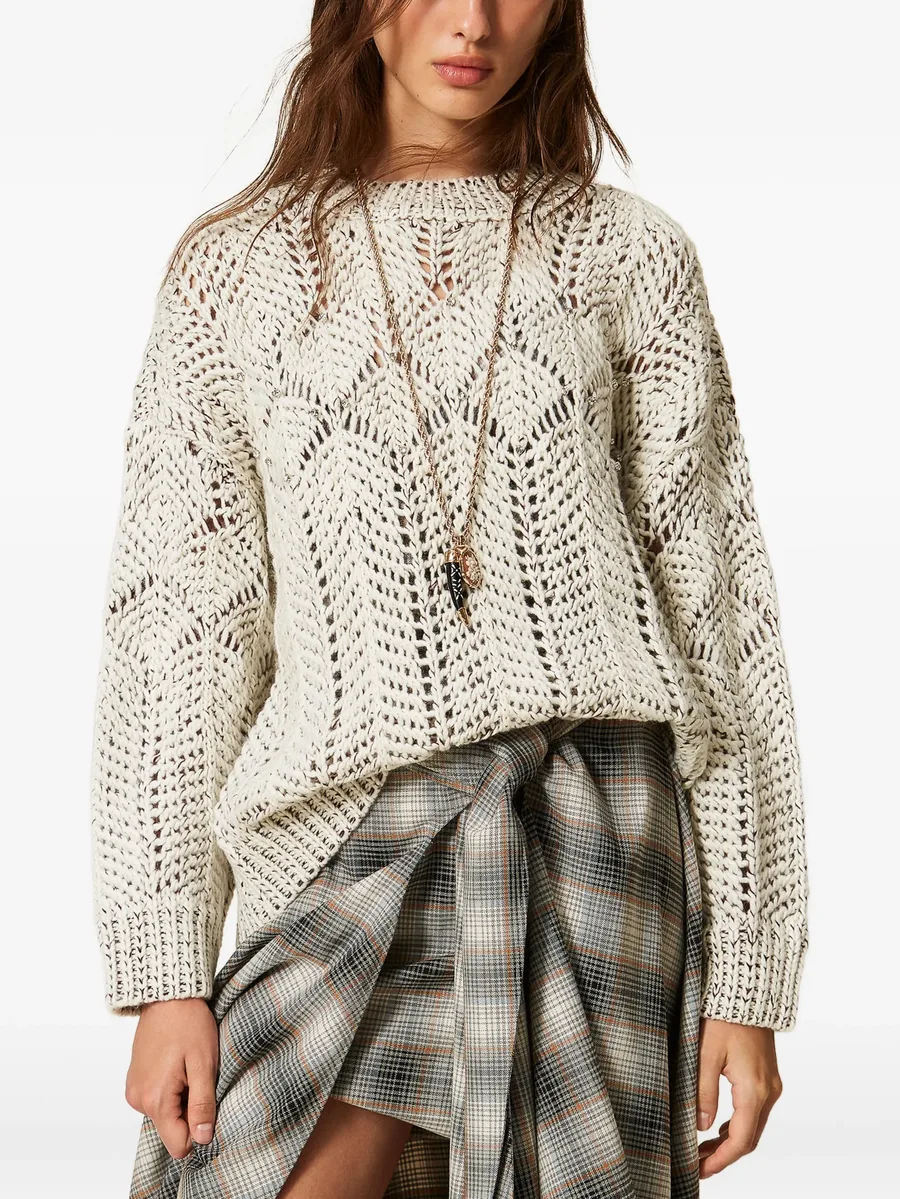 Myfo wool blend jumper with embroidery 2