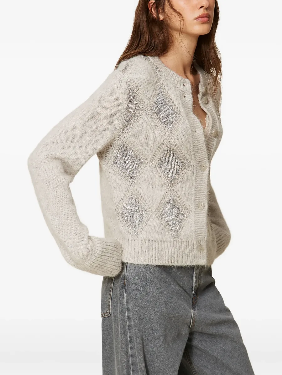 jacquard diamond cardigan with sequins 3
