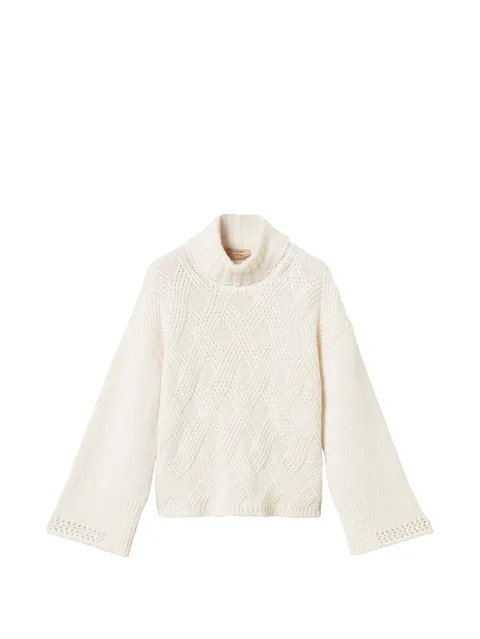 turtleneck jumper with criss-cross pattern