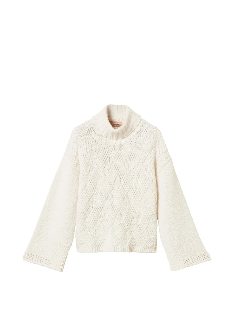 turtleneck jumper with criss-cross pattern 1